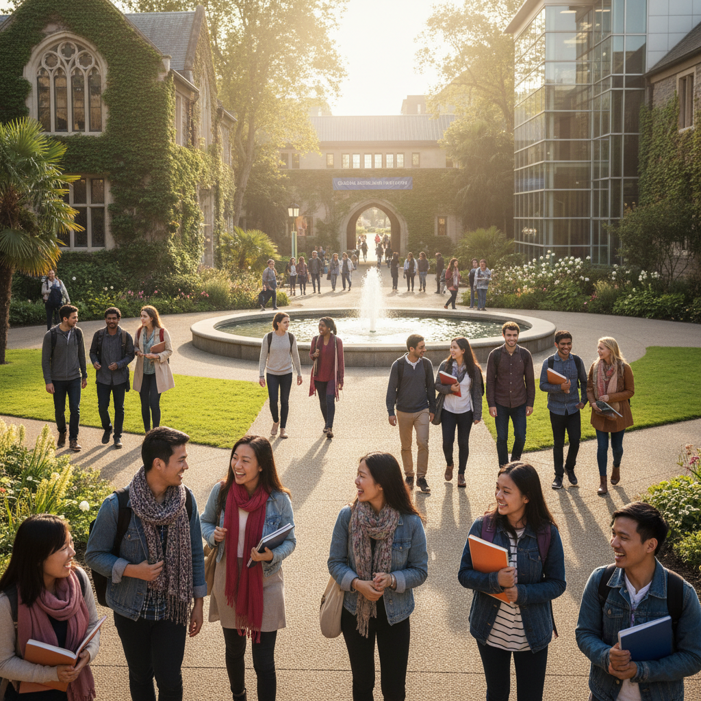 International students studying at a Chinese university campus
