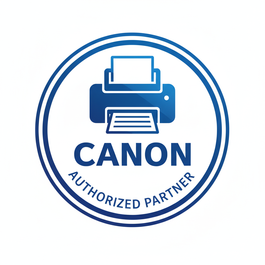 Canon authorized partner emblem with printer icon