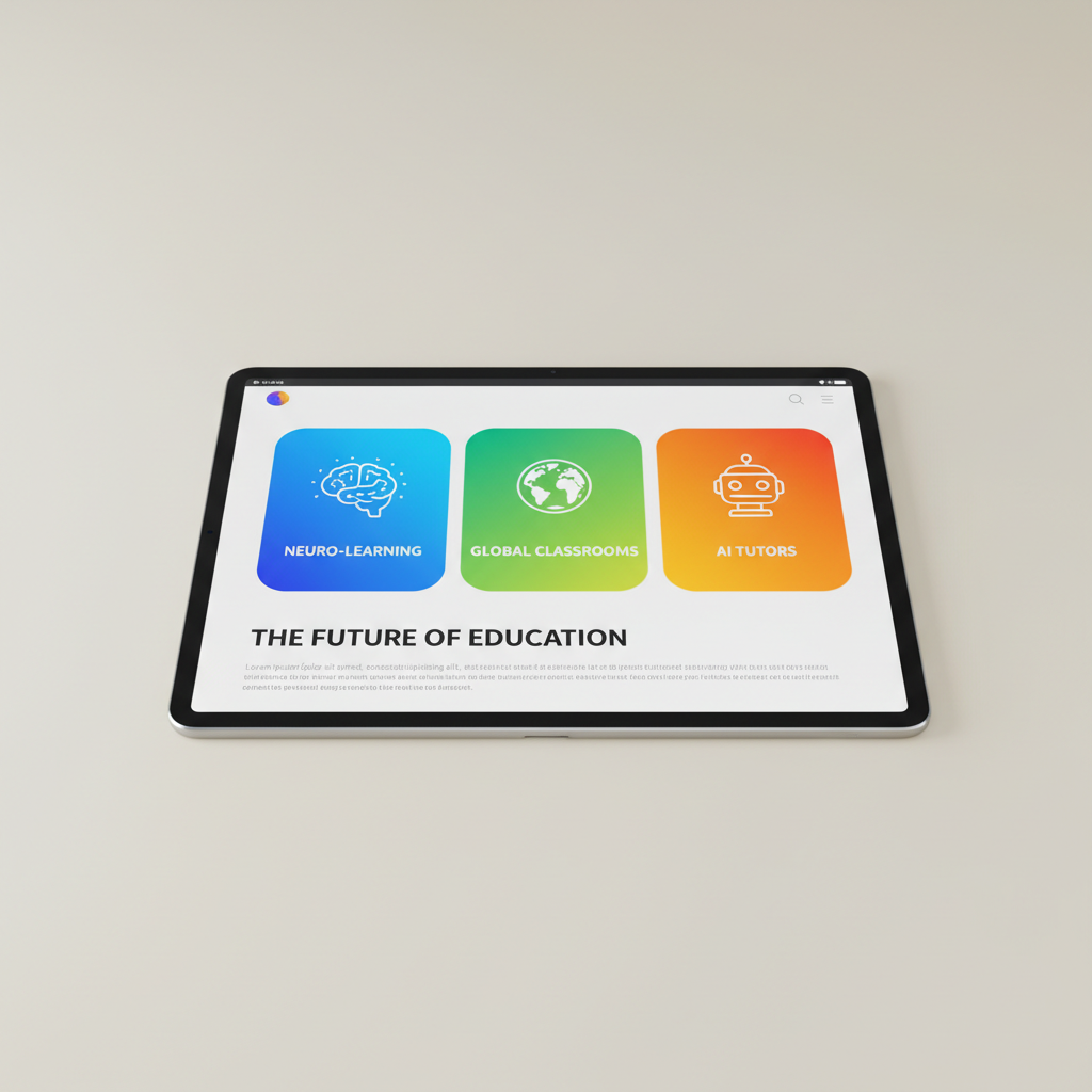 Smiling Kenyan child in school uniform using tablet for learning with colorful educational interface