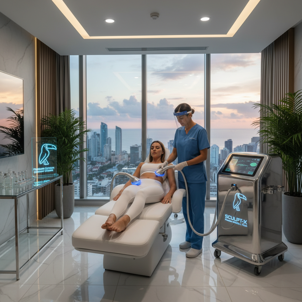 Body contouring treatment showing smooth sculpted results in a modern aesthetic clinic setting