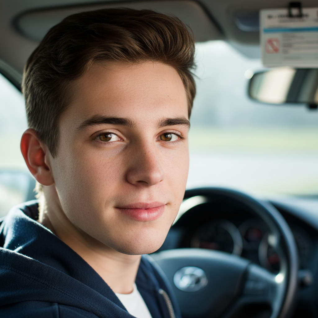 Callum Reid, 18-year-old male student driver, casual portrait