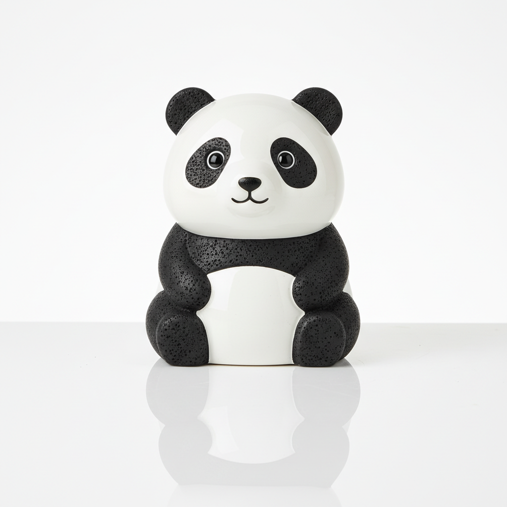 Cute panda-shaped activated charcoal fridge deodorizer in white and black
