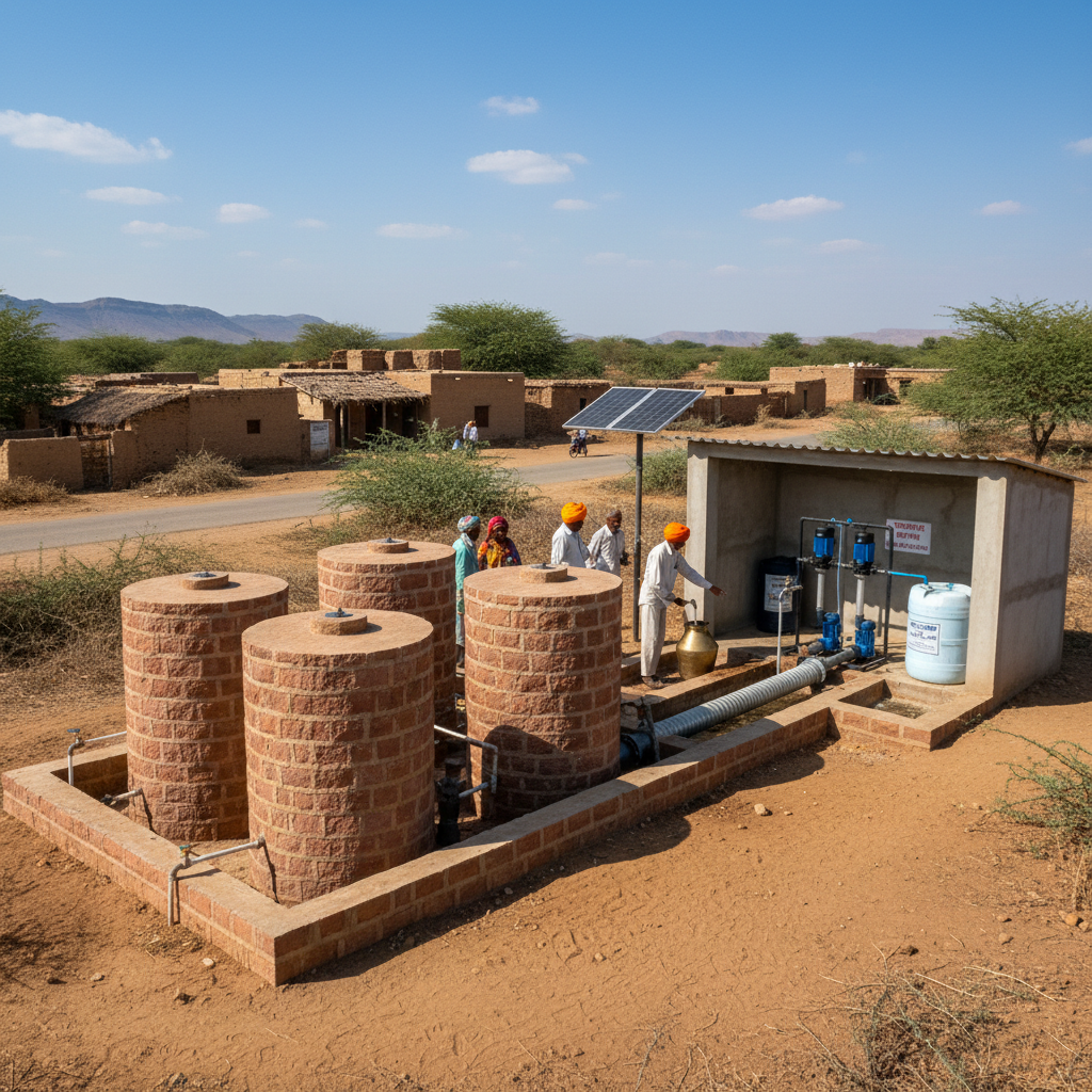 Groundwater filtration unit serving 340 households in Barmer village Rajasthan India