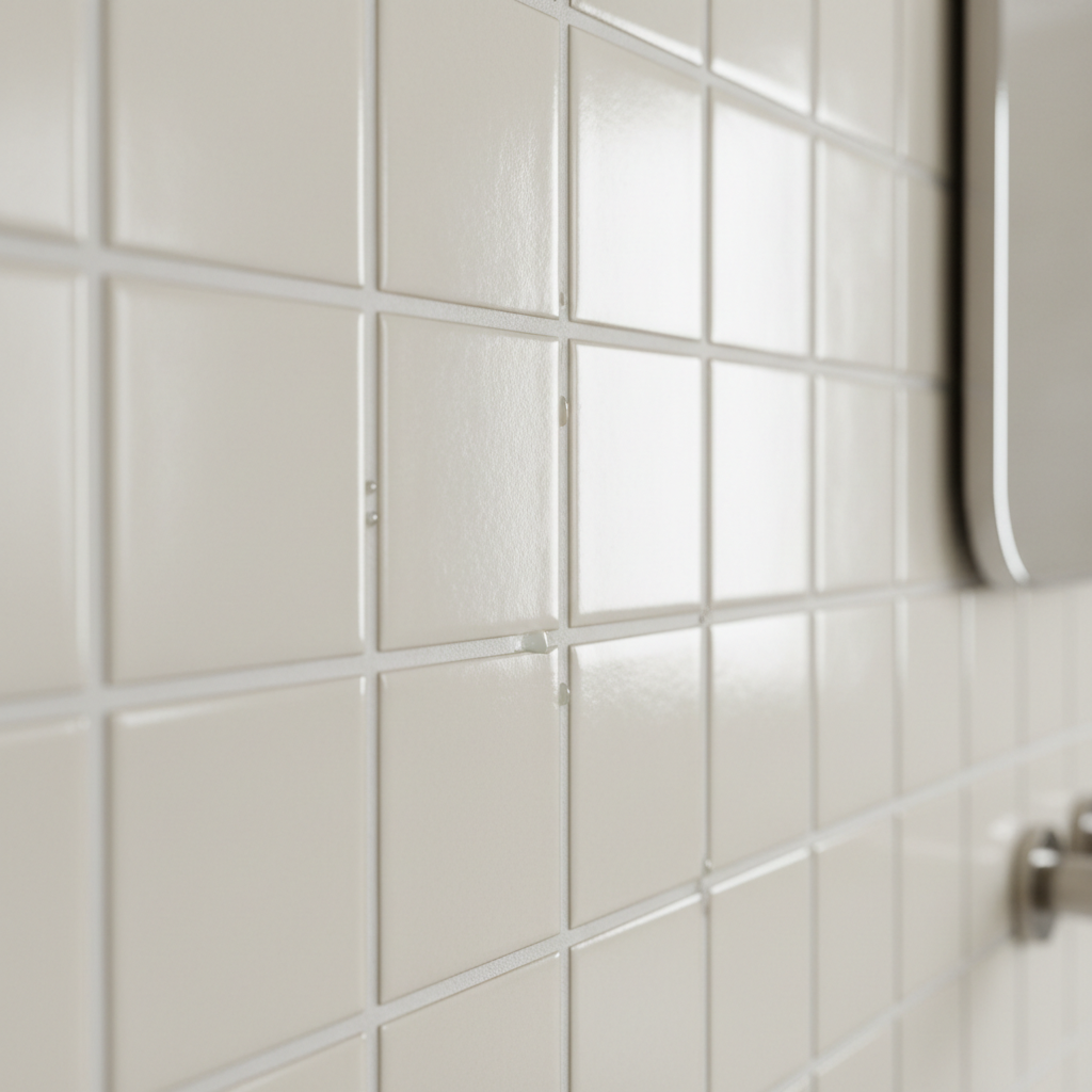 Precision tiling work by Biba Construction, clean grout lines and polished tile surface