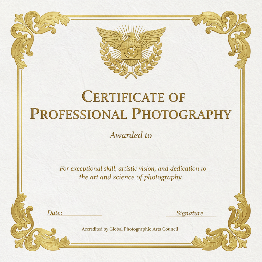 Ornate certificate with golden borders and astrological symbols showing Master Certification in Vedic Astrology