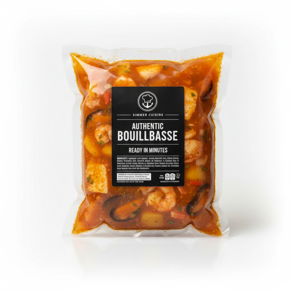 Vacuum-sealed Simmer pouch of Bouillabaisse fish stew