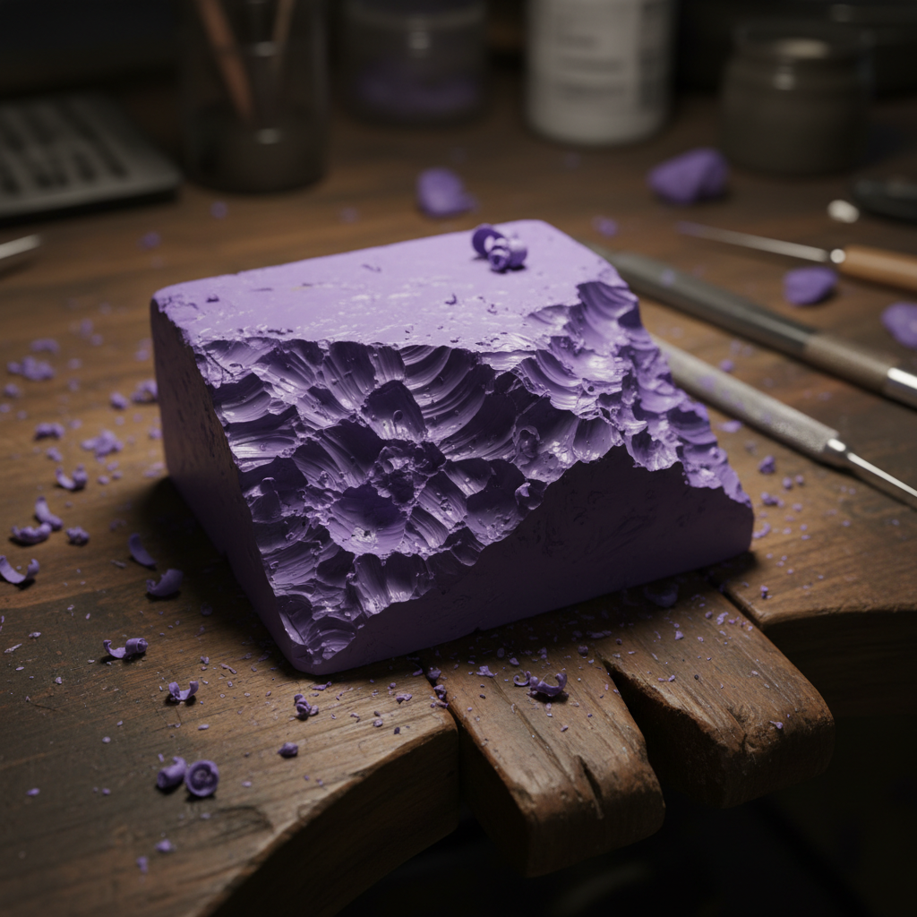 Day 1 wax carving: rough irregular wax form with tool marks and uneven surface