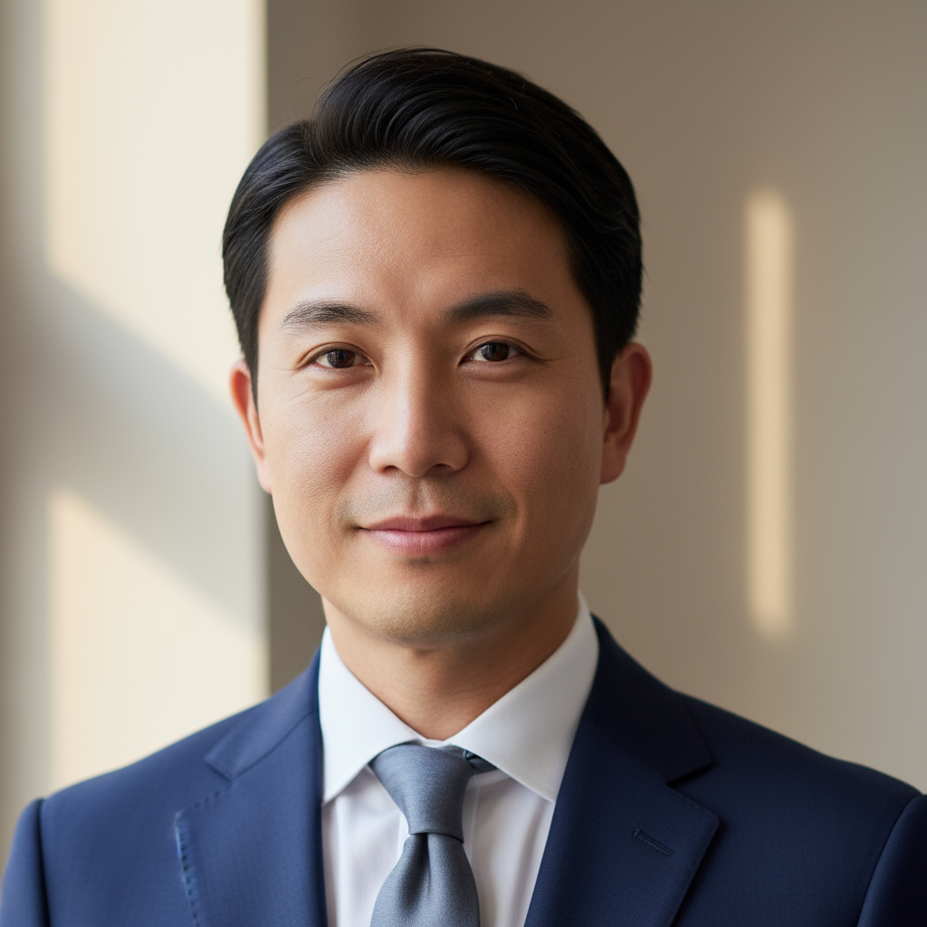 Marcus Chen, VP Engineering at Threadline, professional headshot in office setting