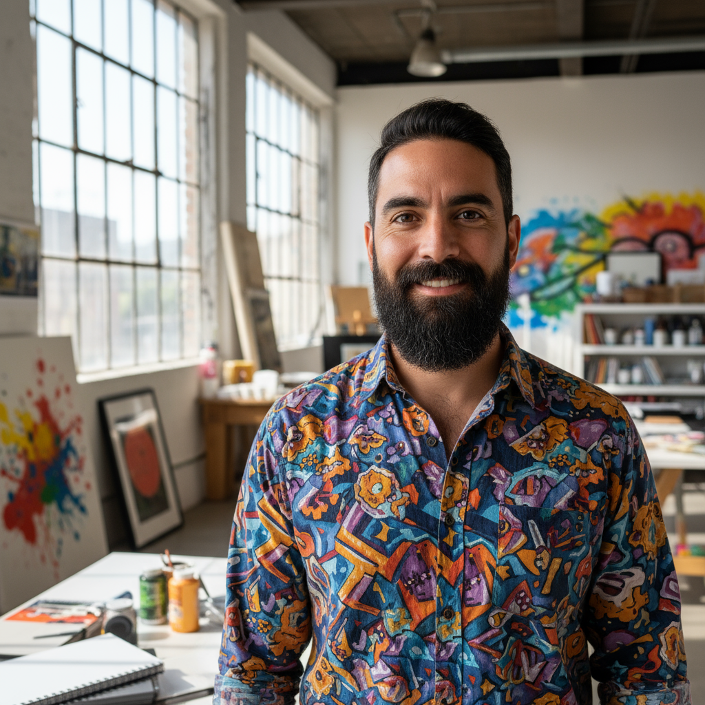 Yuki Tanaka, creative director, a person with short dark hair in a creative studio setting