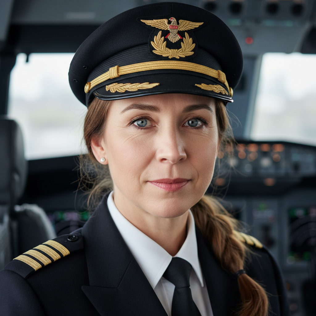 Portrait of Priya Venkataraman, military veteran turned commercial airline pilot