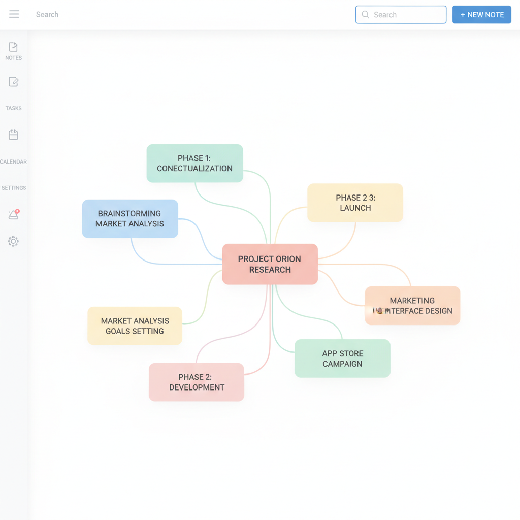 Organized digital workspace with clean note-taking interface on bright screen