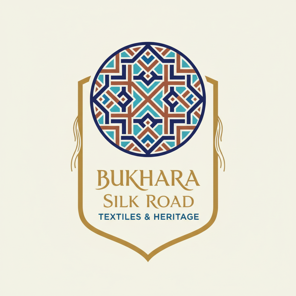 Silk Route Co logo featuring traditional textile pattern in gold and teal