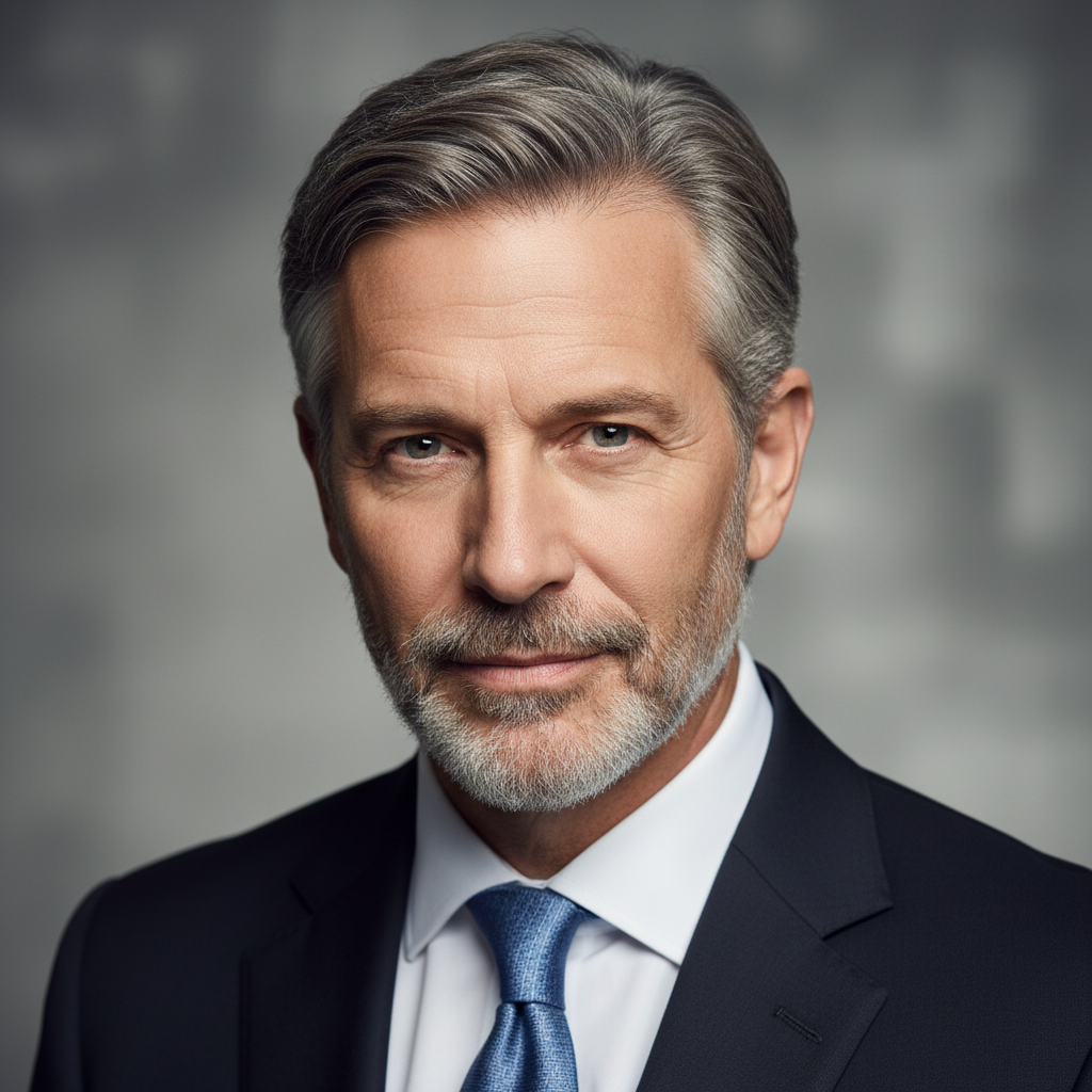 Jonathan Hargreaves, senior executive portrait, distinguished, dark background, formal