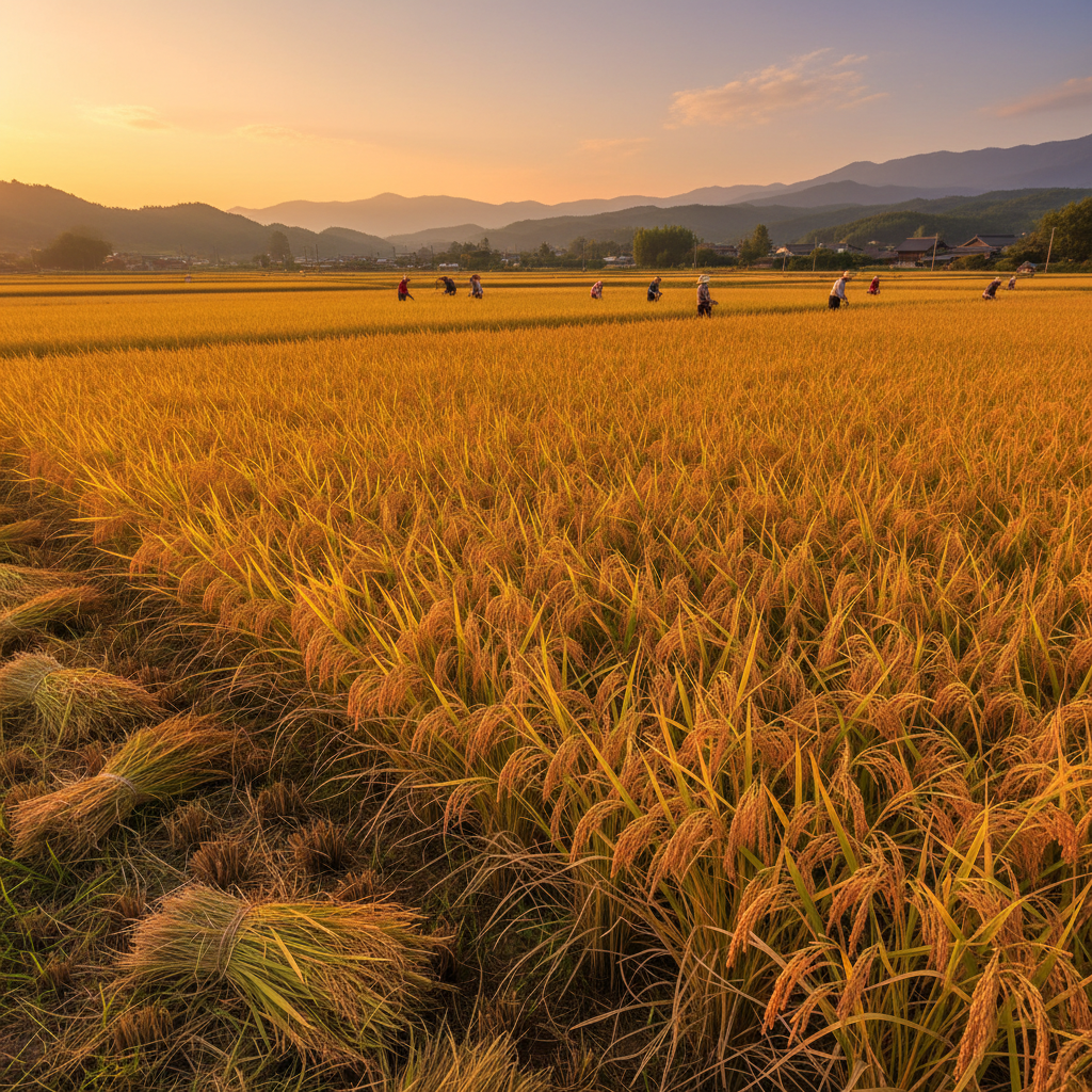 Golden heirloom rice field at harvest in South Carolina autumn light