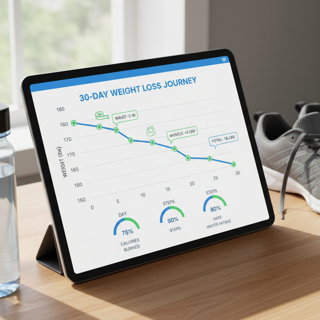 App dashboard showing workout statistics and progress