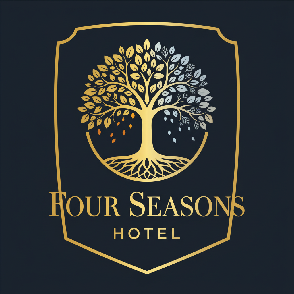Four Seasons Hotel luxury brand logo with gold tree emblem