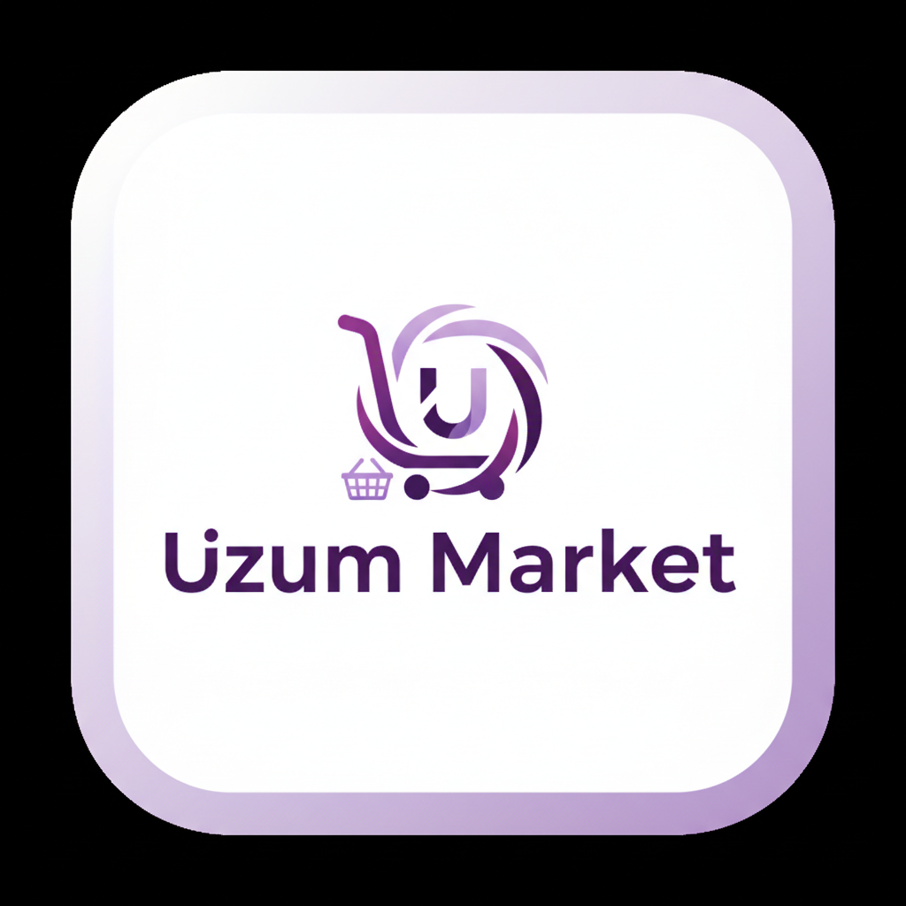 Логотип Uzum Market - современный синий дизайн с корзиной покупок