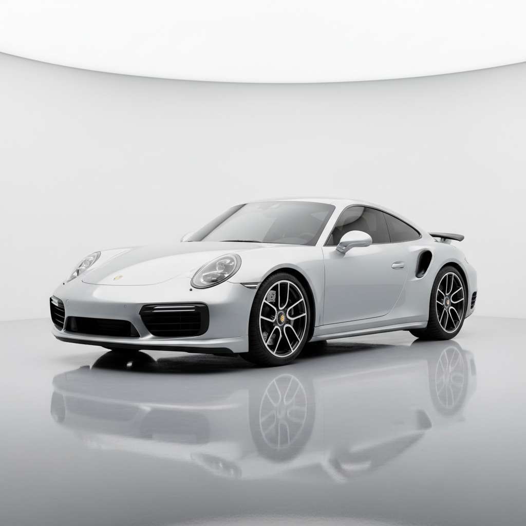 Porsche 911 Turbo S in silver before matte black vinyl wrap application