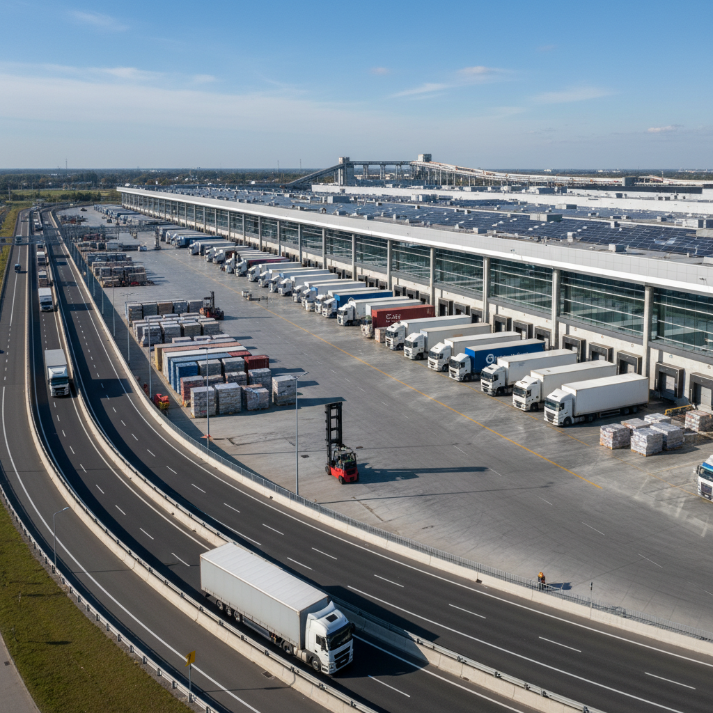 Camiones de carga en autopista representando logística terrestre