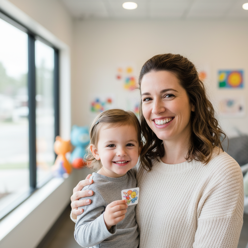 Rachel M., mother of Lila, smiling warmly β relieved parent after successful pediatric dental visit