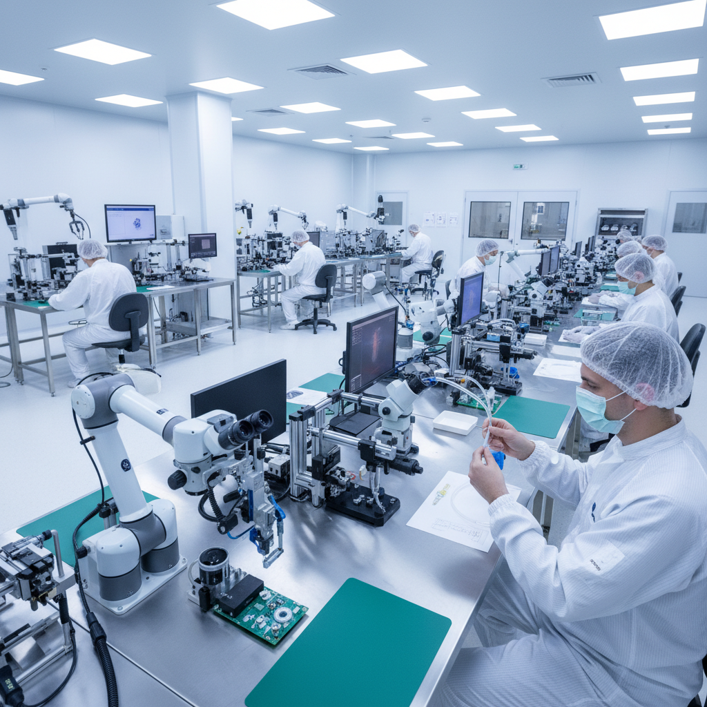 Pharmaceutical manufacturing cleanroom with sterile production equipment and quality control systems
