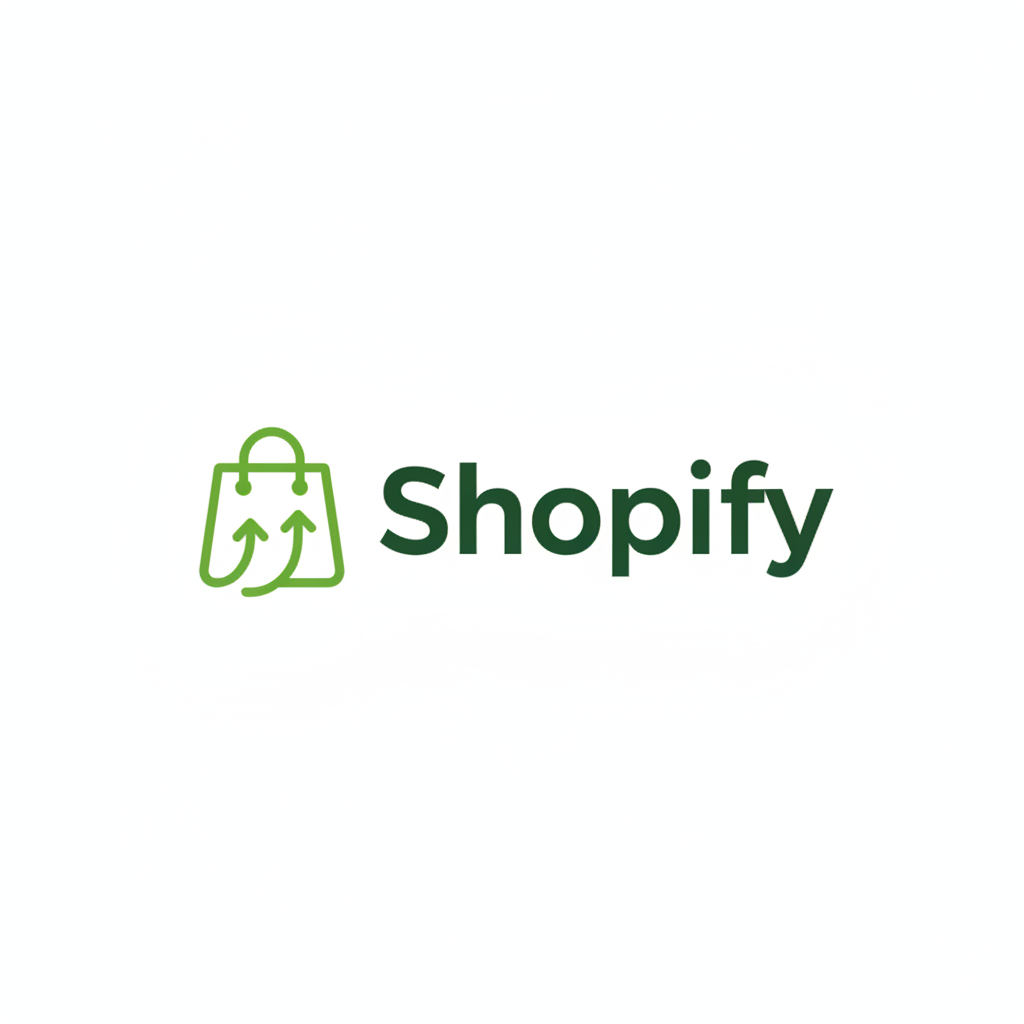Shopify e-commerce platform logo, green shopping bag icon on white background