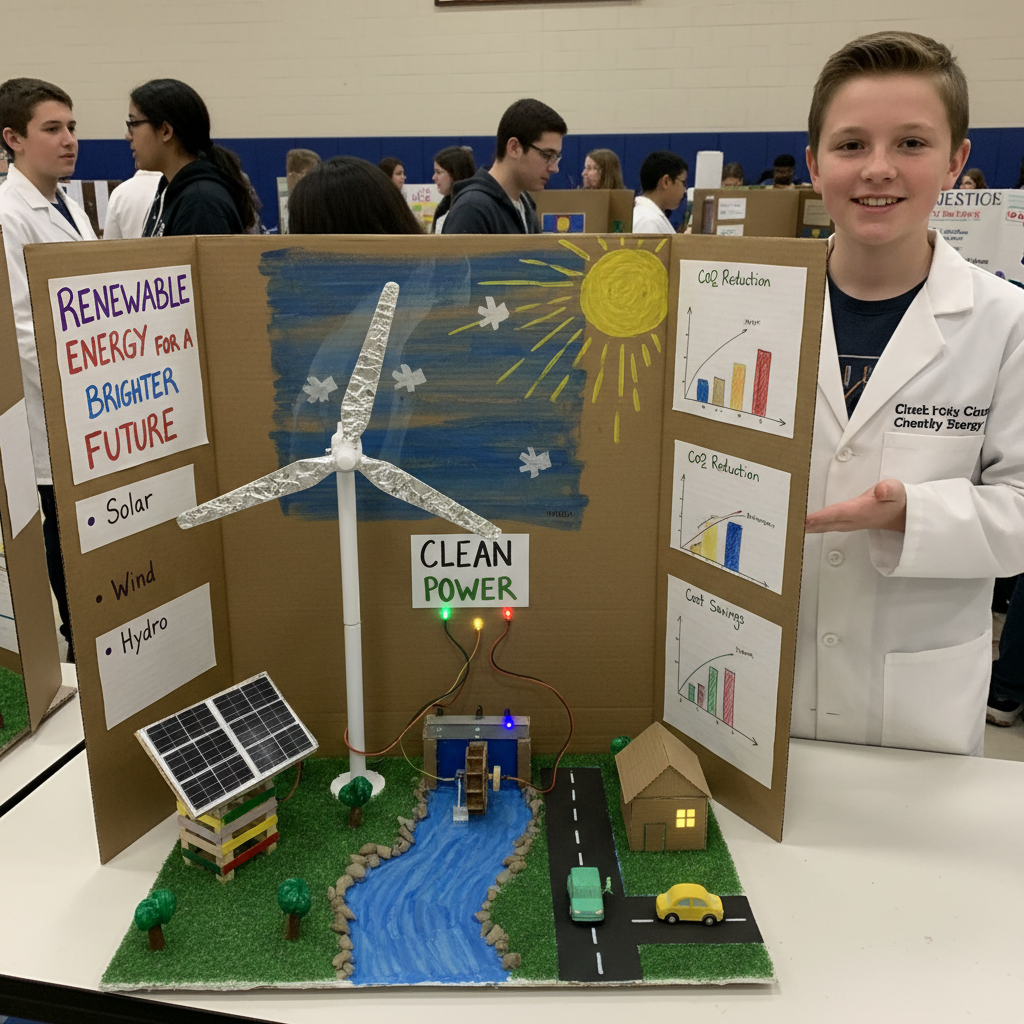 Students presenting science fair projects at Udaan Academy, demonstrating innovation, creativity, and practical application of scientific concepts