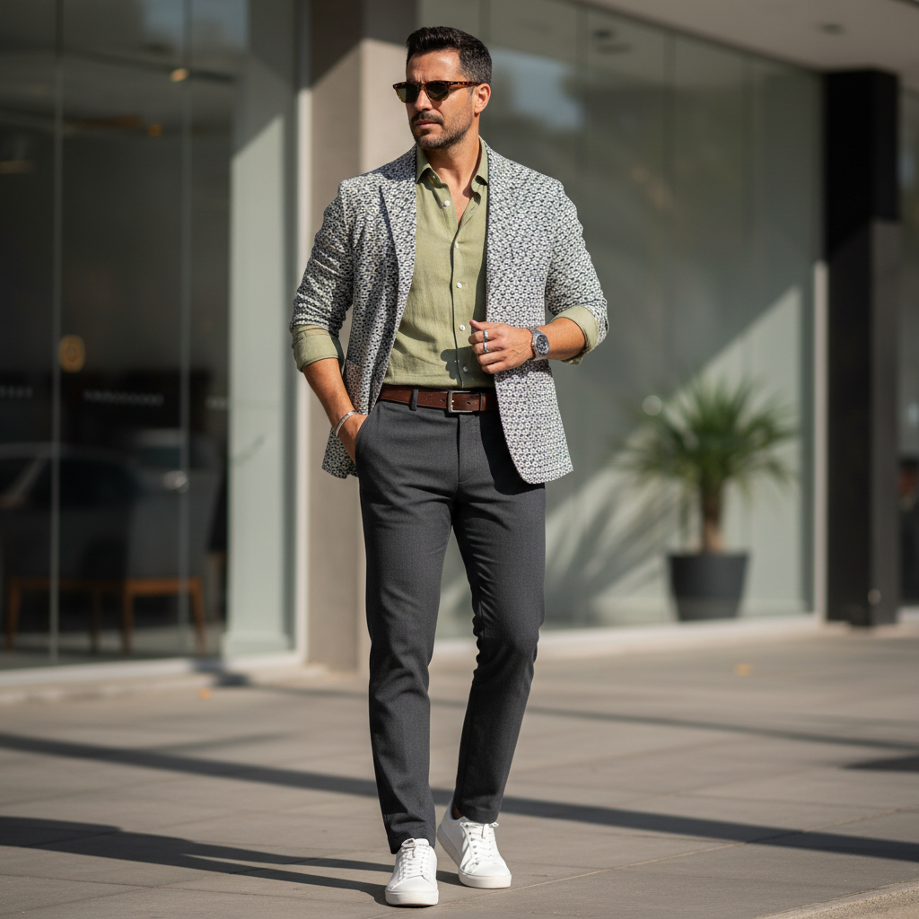 Post do Instagram Mandacaru Modas com look masculino moderno e estiloso