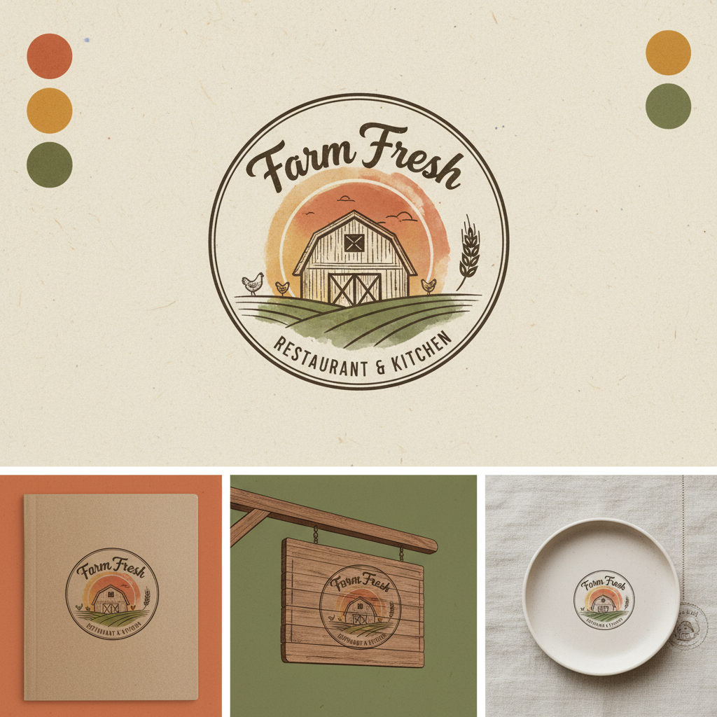 Farm-to-table restaurant branding with warm organic aesthetic