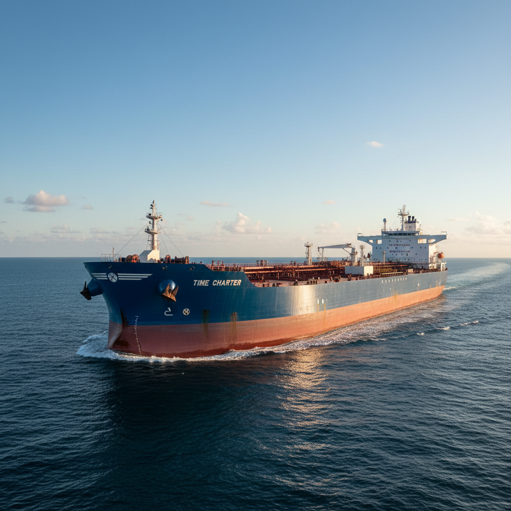 CS Tanker vessel on time charter, large crude tanker at sea, industrial maritime