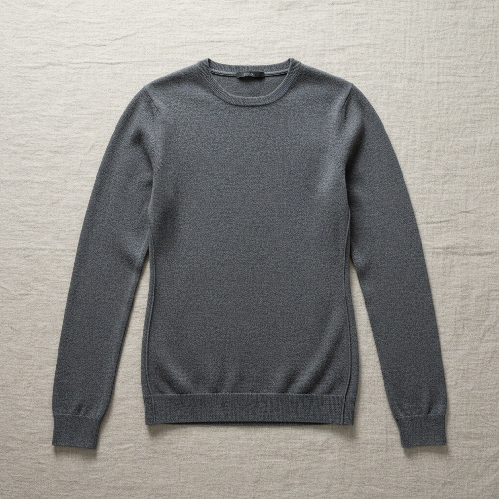 Charcoal grey merino wool athletic top on light background