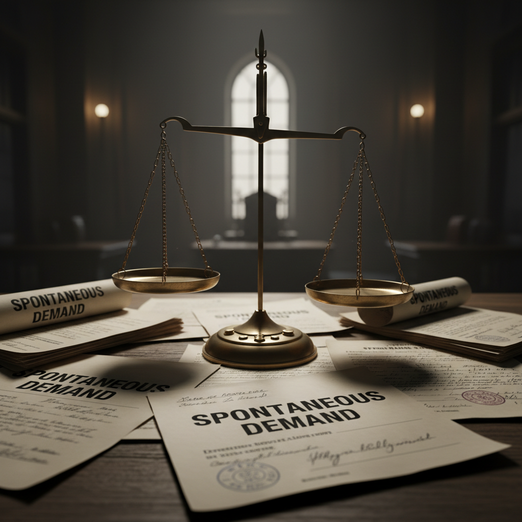 Constitutional document and scales of justice on a wooden desk, bright natural light, neutral tones