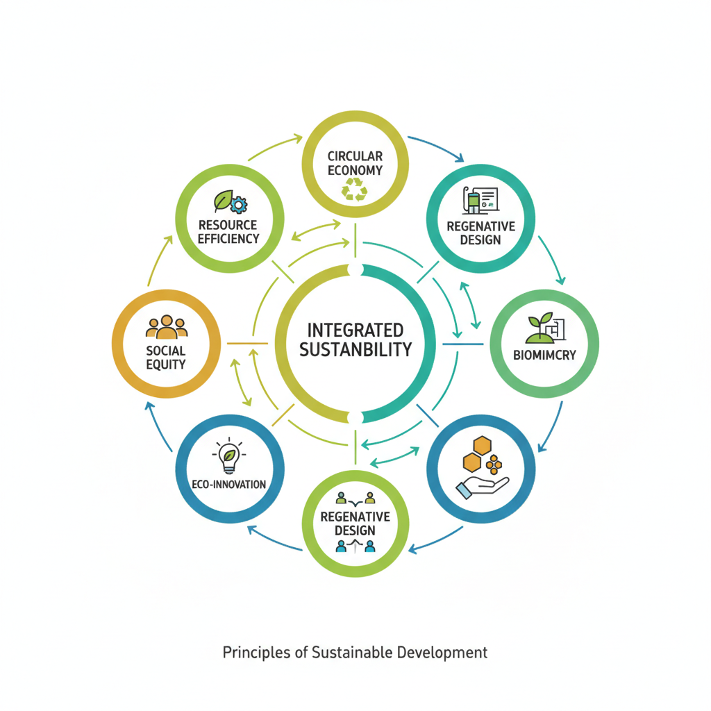 Colourful sustainability concept diagram showing interconnected environmental, social, and governance pillars