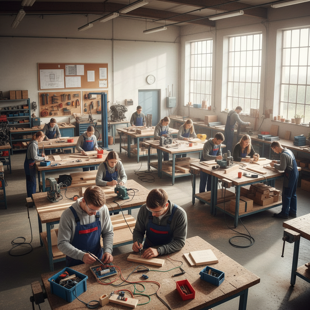 Young professional working in a German vocational training setting