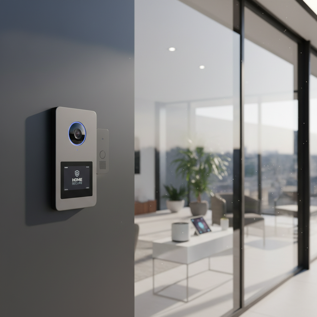 Smart home security system with cameras, sensors, and monitoring dashboard