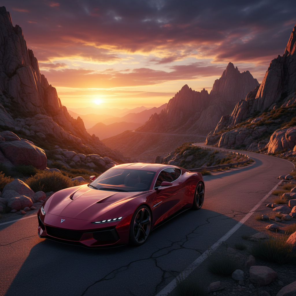 VX-GT Grand on mountain pass with dramatic sunset backdrop