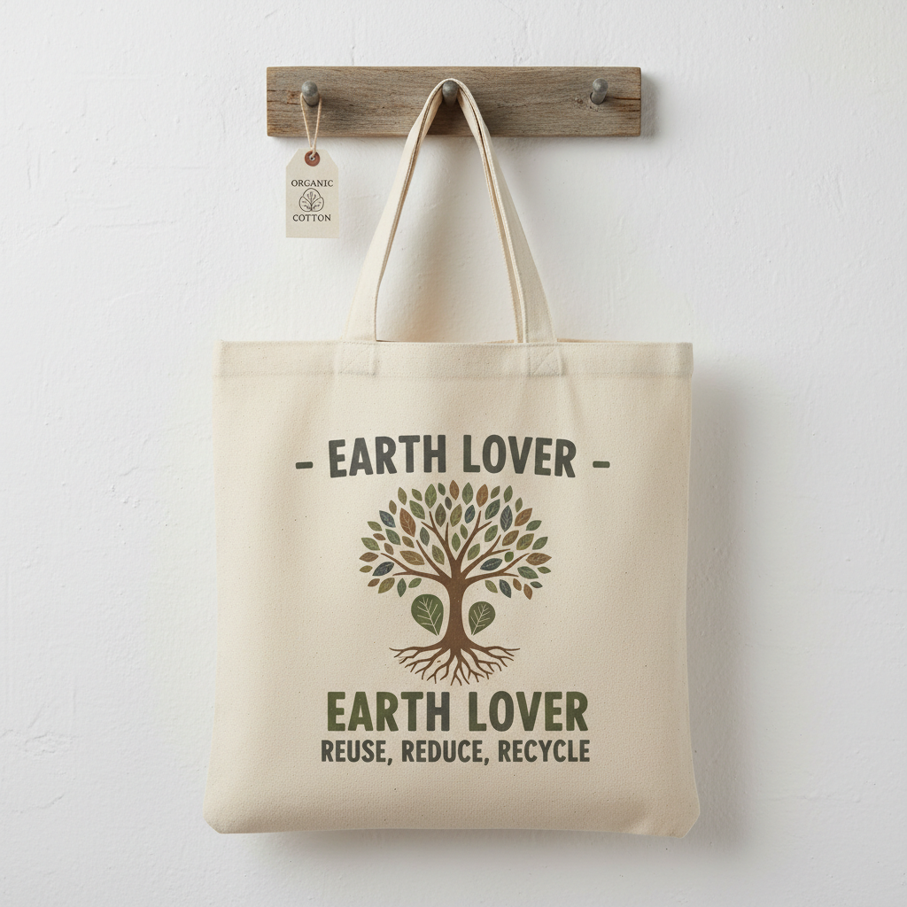 Premium natural canvas tote bag on white background with clean styling