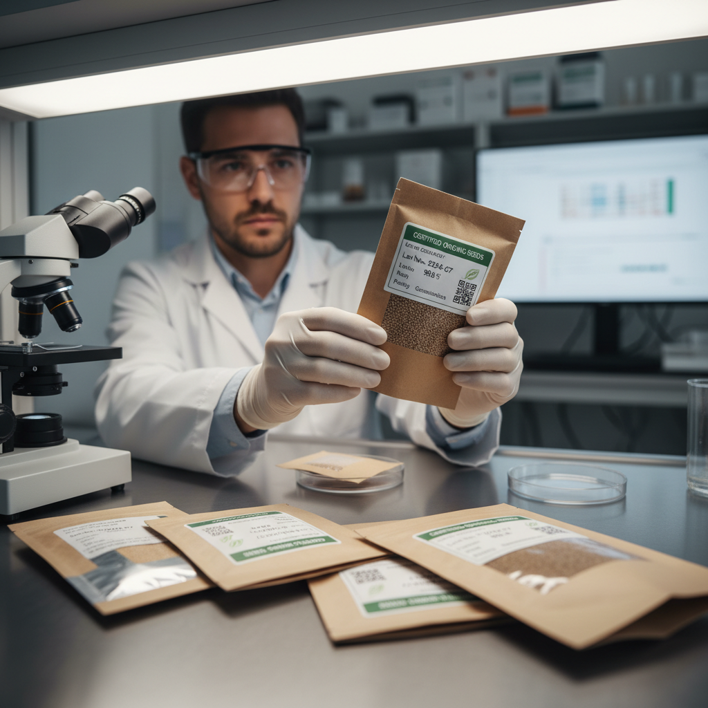 Sementes certificadas em embalagem agrícola