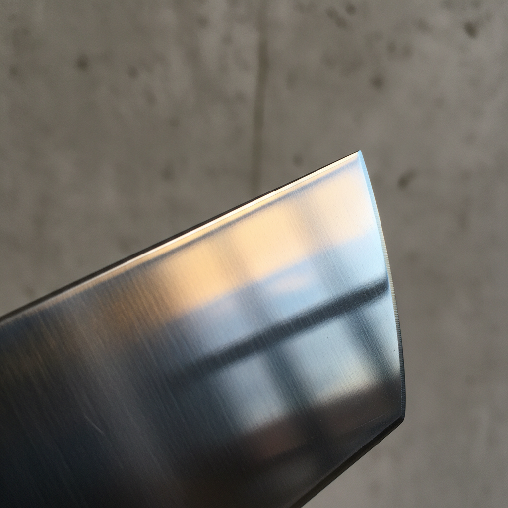Steel edge catching oblique light