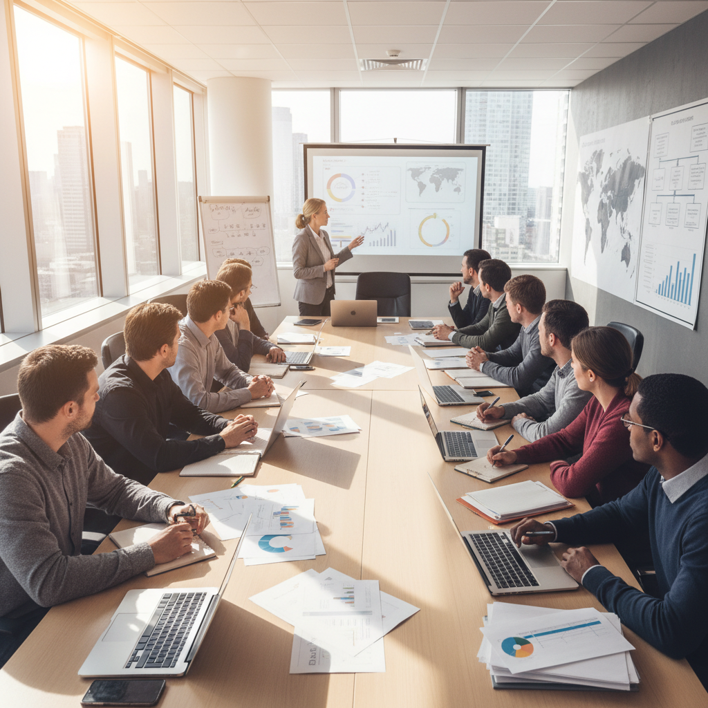 Grupo de personas en taller de formación sobre comercio exterior y logística