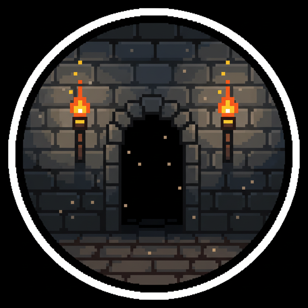 Retro pixel art forest dungeon scene with torchlight in NES 8-bit style palette from top-down perspective