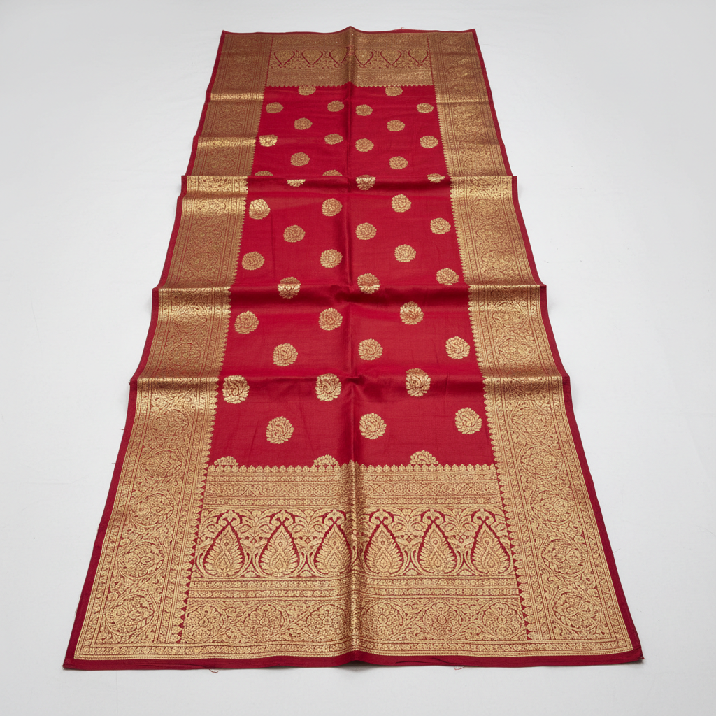 Traditional Bengali saree with intricate border designs and vibrant color combinations