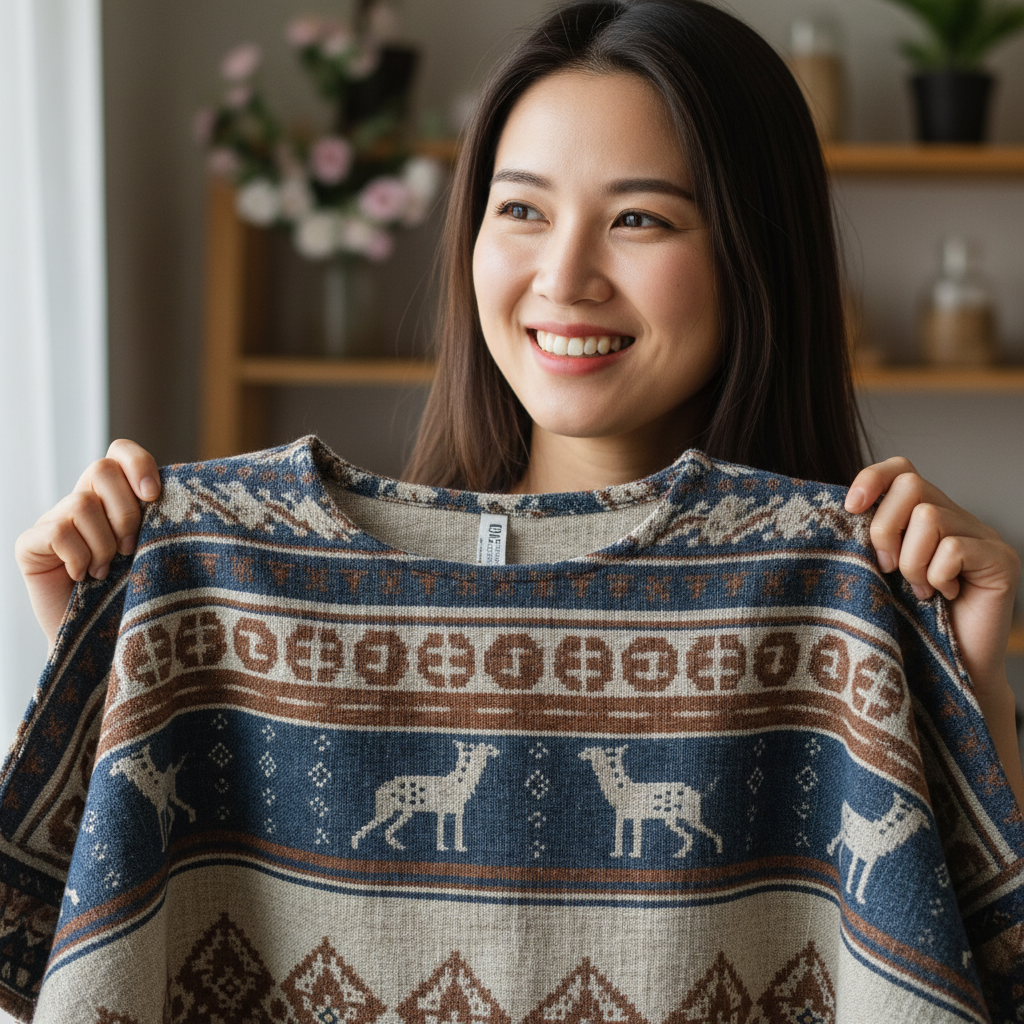 Portrait of Maryam Bello, delighted customer wearing RIIB tunic and expressing joy with her purchase