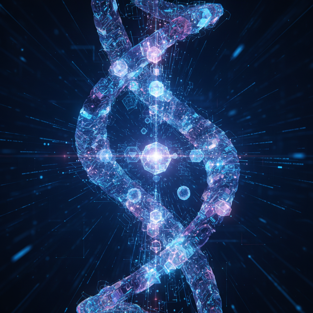 Scientific DNA helix visualization with warm golden amber light, cellular regeneration concept