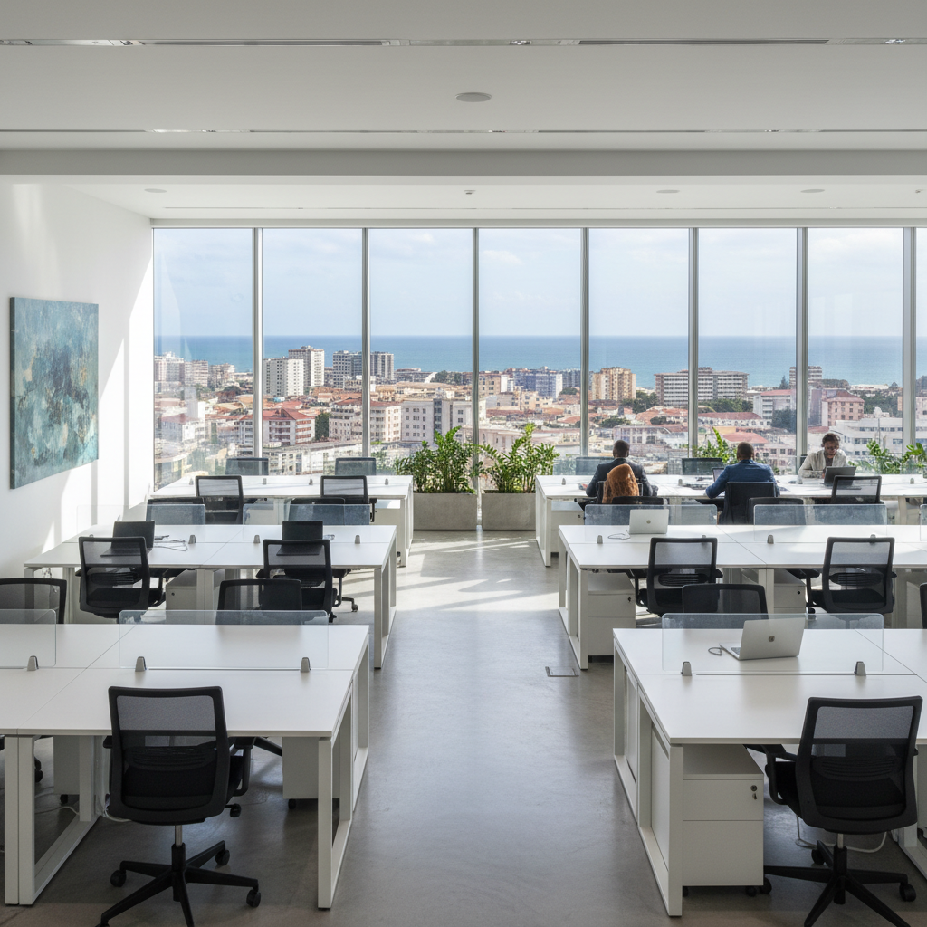 Oficina ejecutiva de referencia con vista a la ciudad