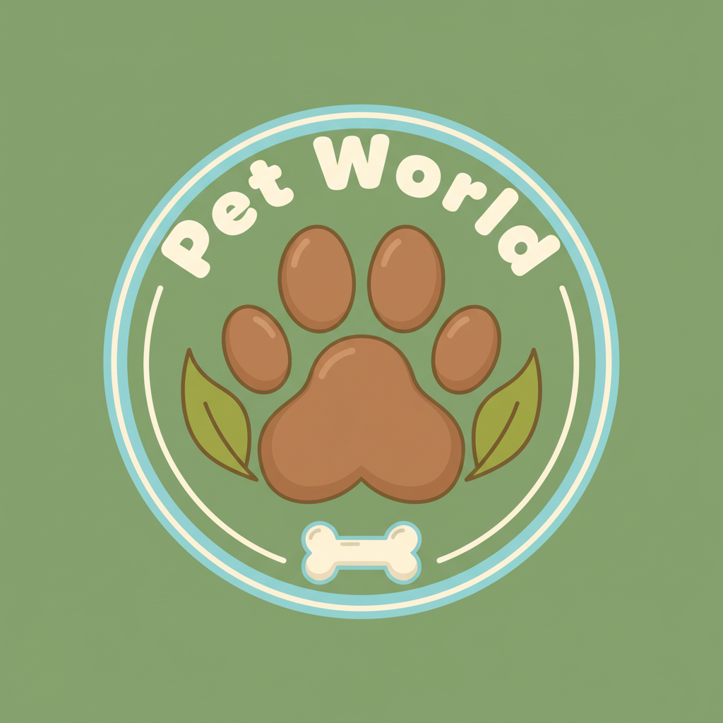 Logo Pet World con huella de perro fondo verde