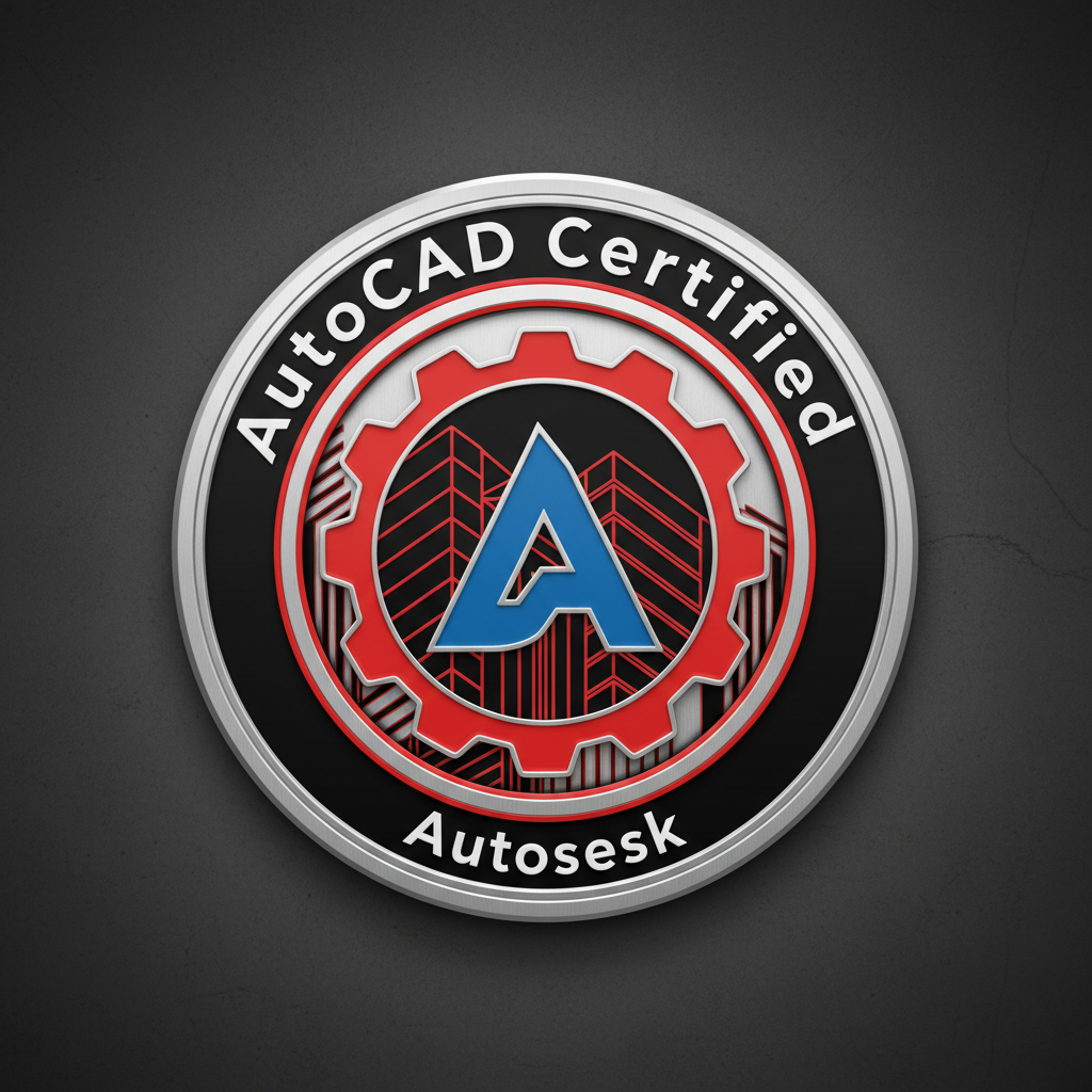 Autodesk AutoCAD certification badge with red and black colors