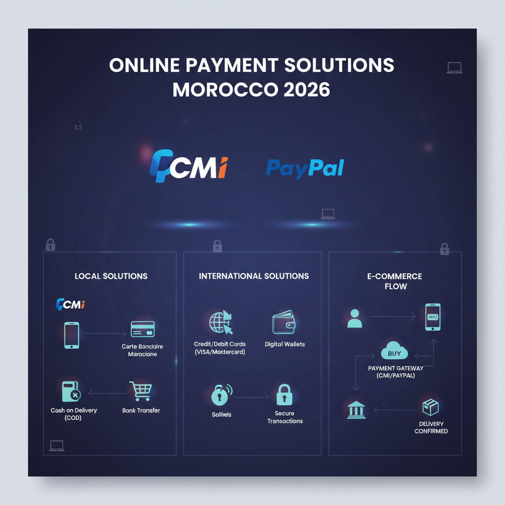 Paiement en ligne Maroc 2026 CMI PayPal - solutions paiement site web e-commerce marocain