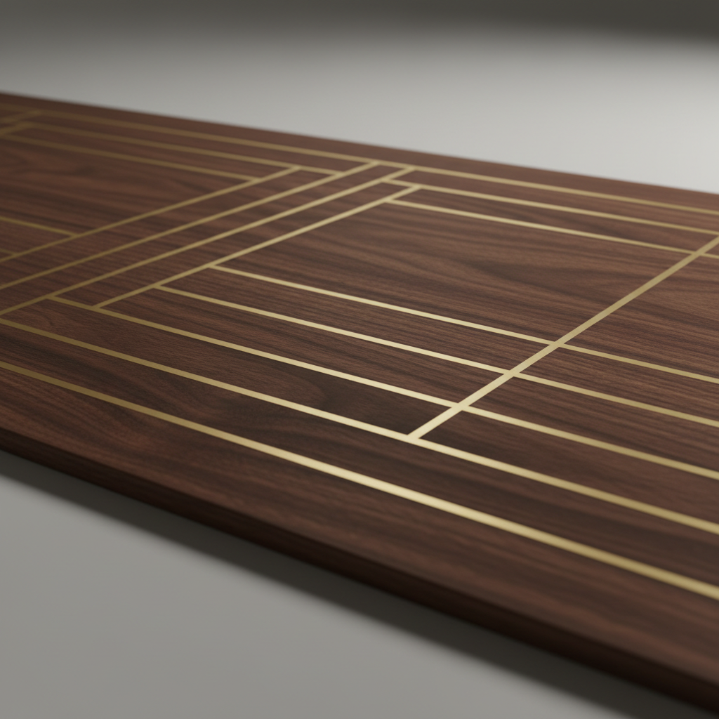 Close-up of scratch-resistant hardwood flooring with warm brass hardware detail