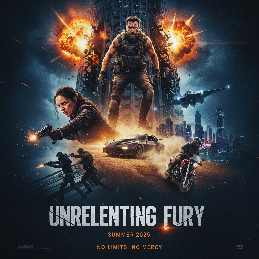 Populaire actiefilm poster met spannende scènes